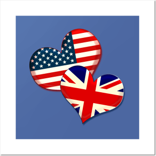 USA and UK hearts Posters and Art